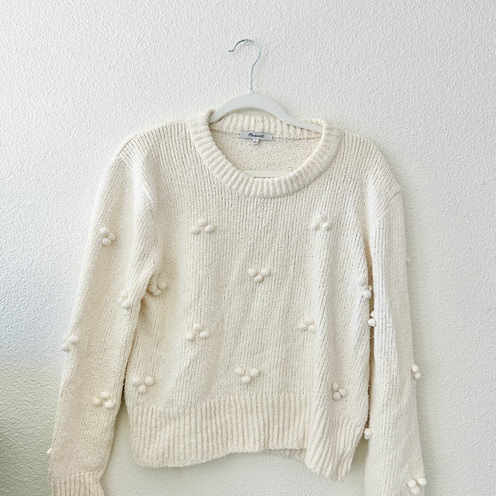 Madewell Cream Pom-Pom Knit Sweater - Women